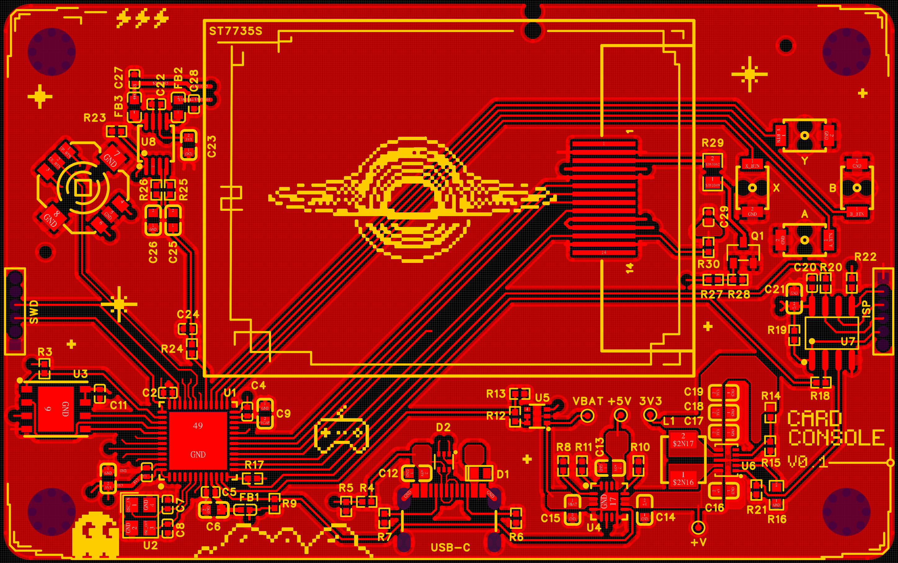 Рисунок 5в — Художественная топология платы, верхняя сторона («CARD CONSOLE v0.1»)